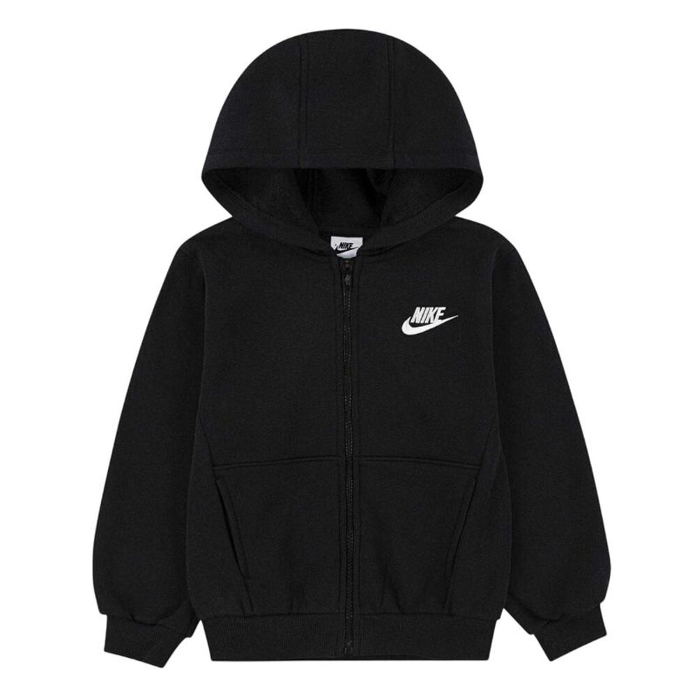 Nike Childrens/Kids Sportswear Club Embroidered Logo Full Zip Hoodie / Black